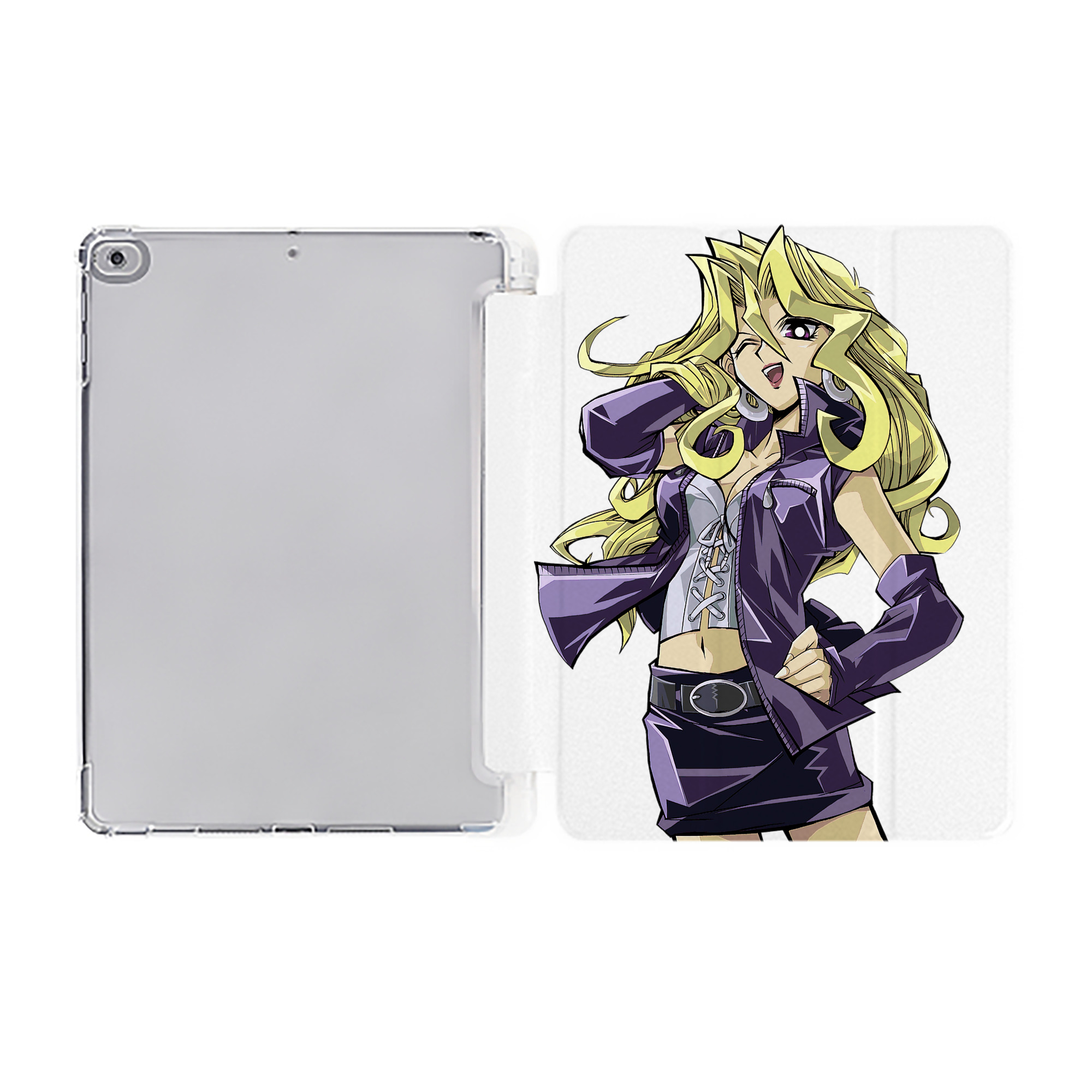 （画像用） 遊☆戯☆王 Yu-Gi-Oh! IPad ケース ペン収納付き 三つ折りスタンド PUレザー×シリコン 対応機種9.5/10.5/10.9インチ